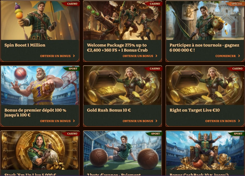 wildrobin bonuses page