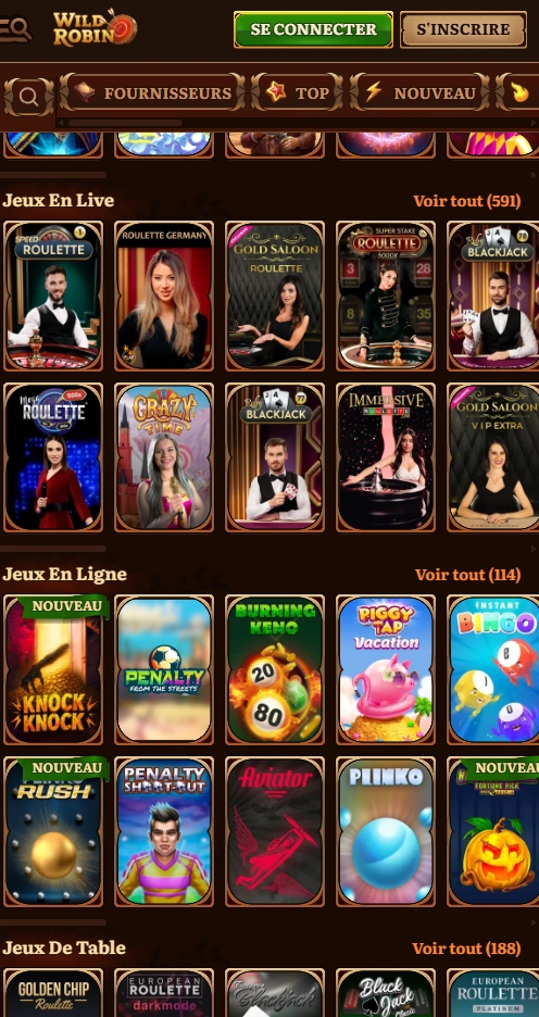 wildrobin mobile games page